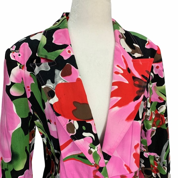 Insight New York Floral Cotton Abstract Blazer 8 - Picture 3 of 12